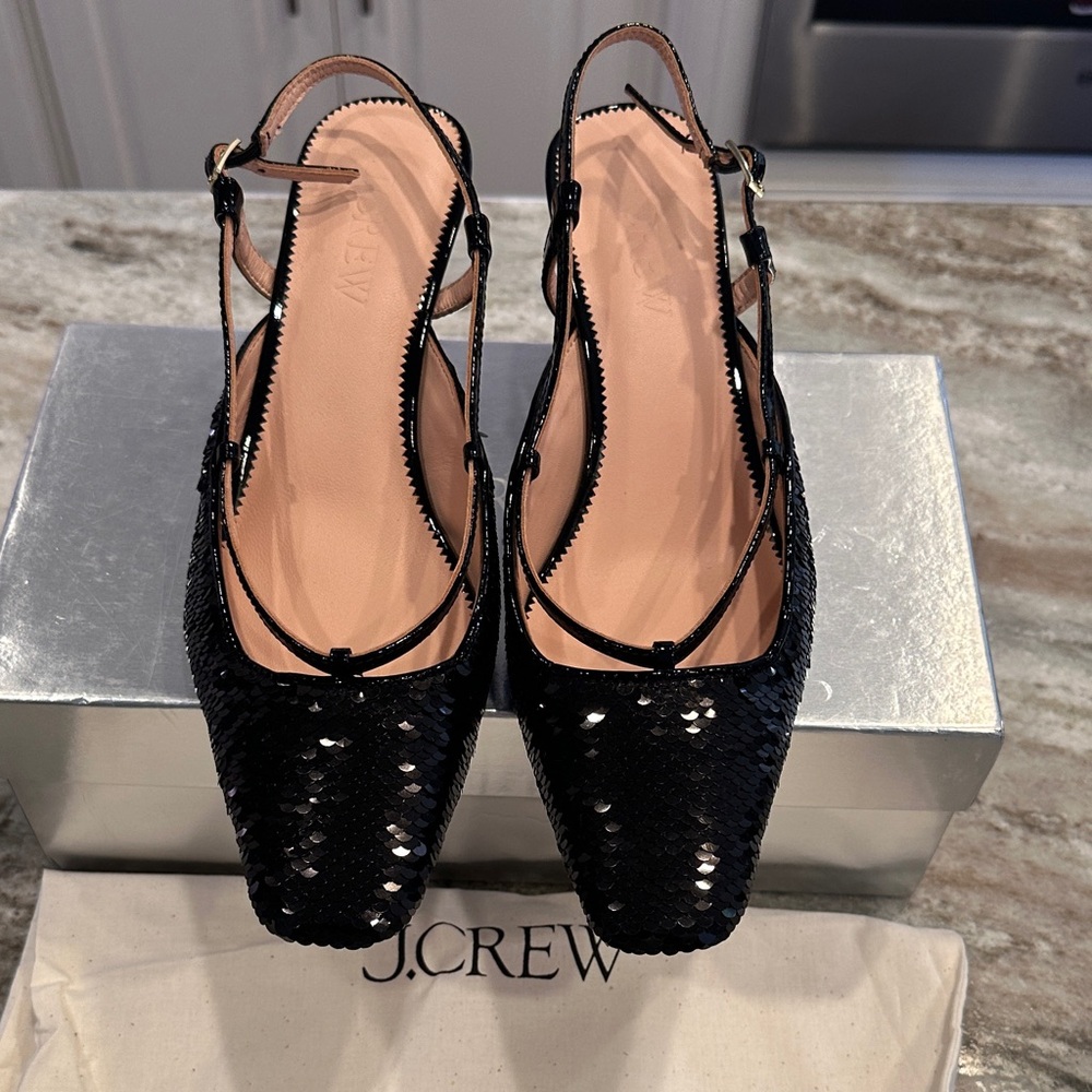 J.Crew Collection Leona Sequin Slingback Heels – Size 8 – New in Box - Picture 3 of 10
